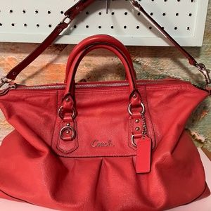 Coach Ashley leather satchel purse/ Kiss Lock Salmon